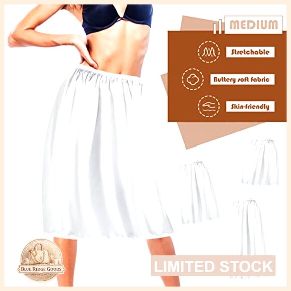 Satin Half Slip Set Elegant Lace Trim A-Line Fit Multiple Lengths Versatile - Picture 5 of 7